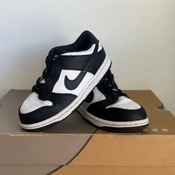 Nike Dunk Low Panda Black/White Toddler Sneakers- SZ 10 C - Picture 5 of 12